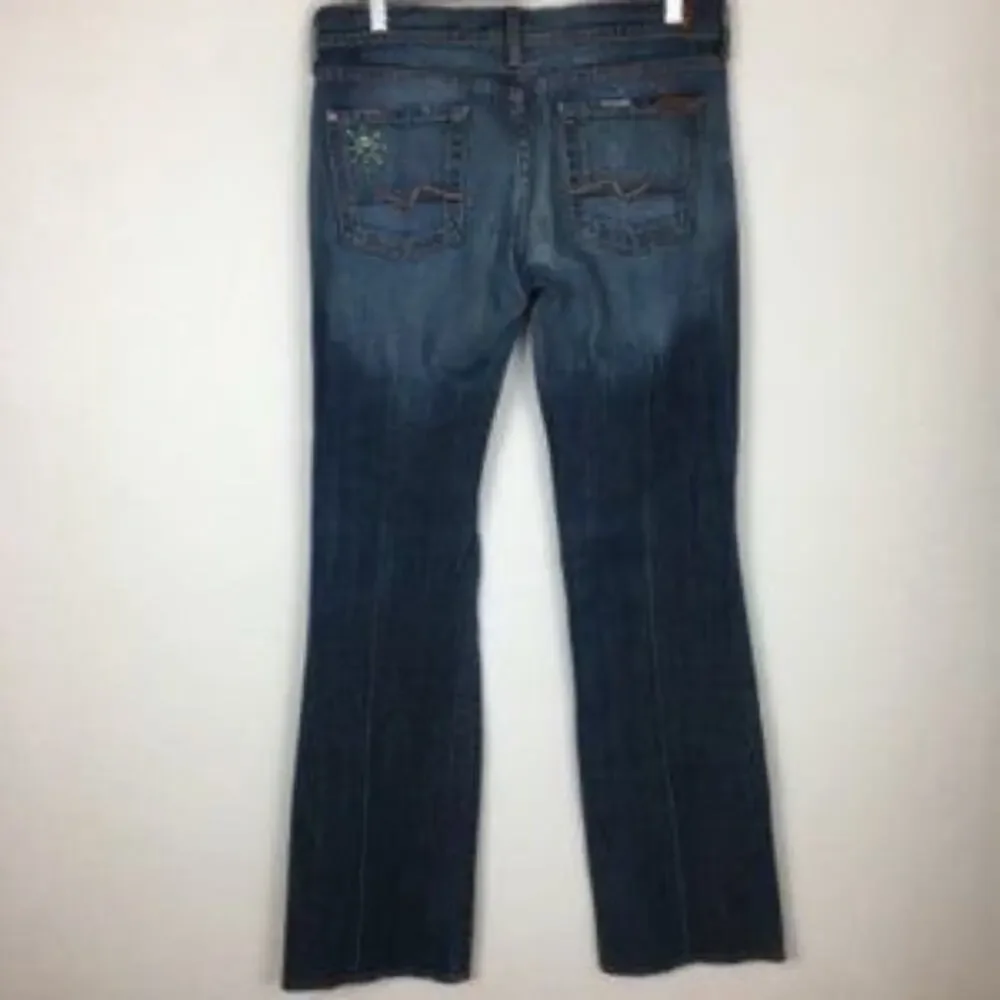 7 for all Mankind Blue Denim Embellished  boot cut Y2K jeans  30